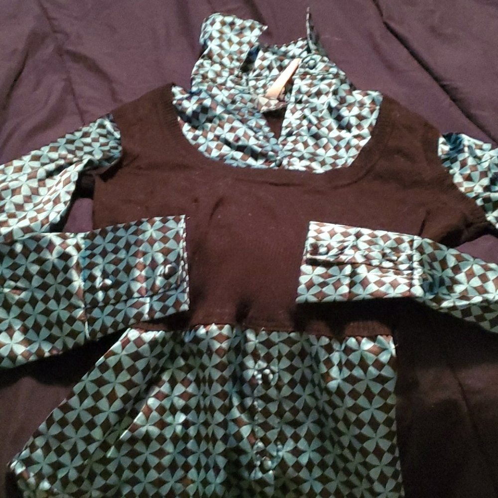 Sateen shirt with attached sweater vest